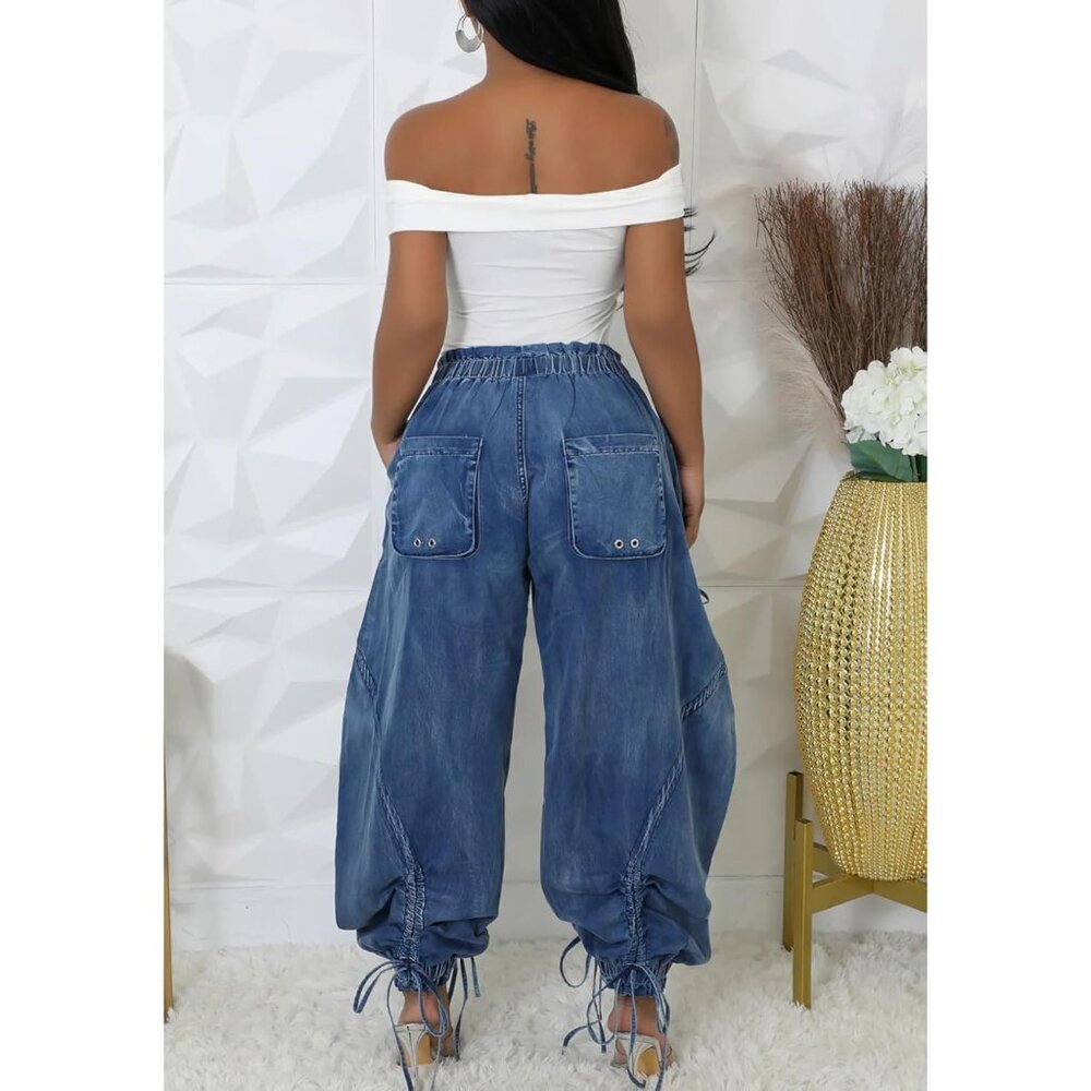 Fashion-Forward High Waisted Cargo Jeans - Perfect for Night Out & More - Picture 7 of 7